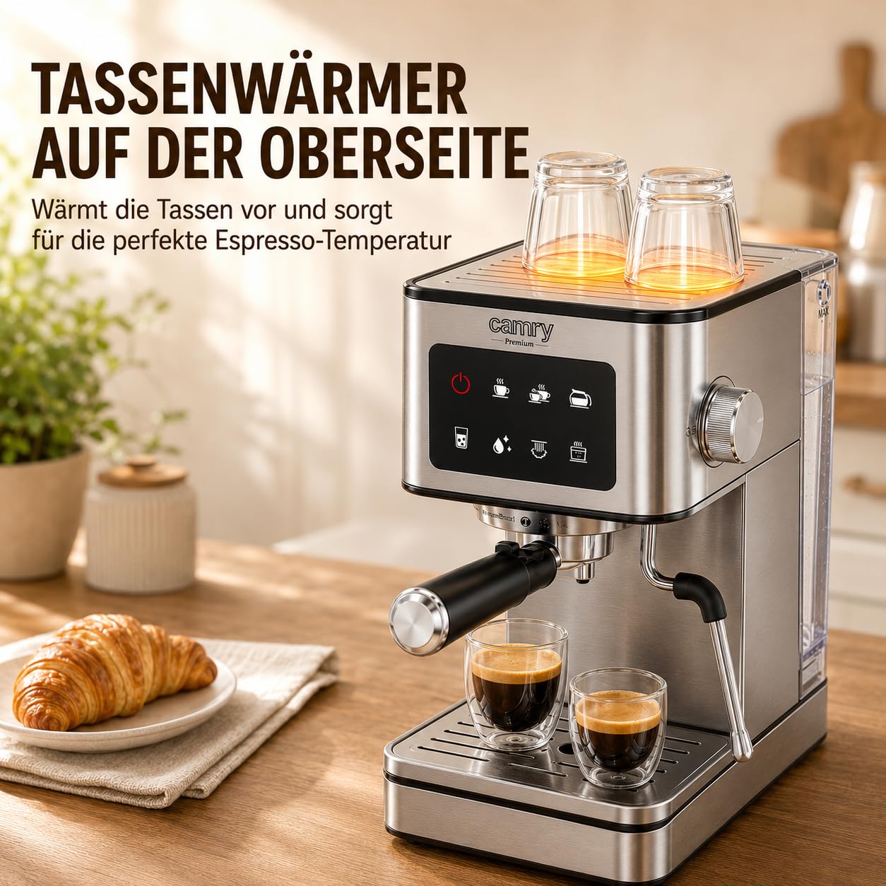 CAMRY CR 4389 Espressomaschine 7-in-1 – Milchaufschäumer, 1,7-l-Wassertank