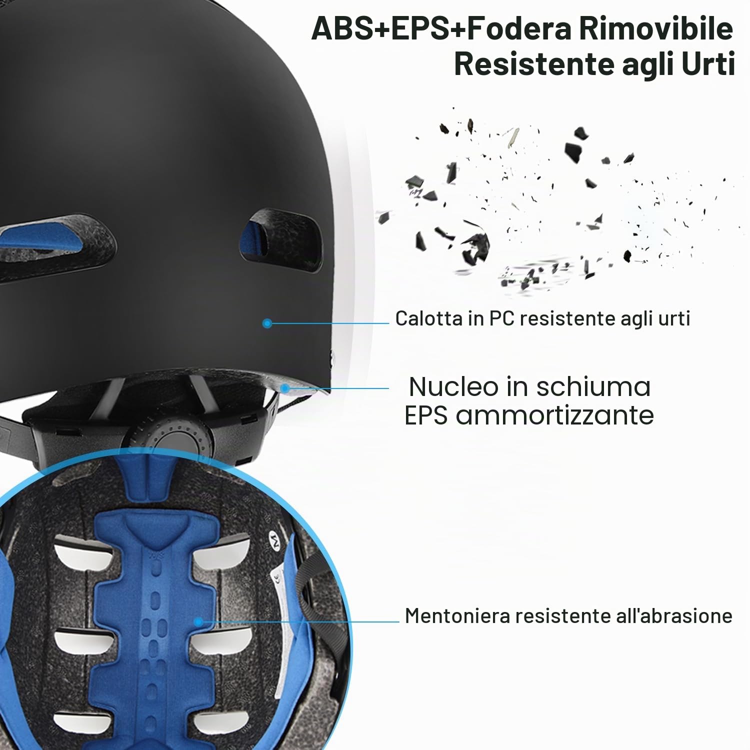 Casco da skater, per uomo, donna, robusto, per uso quotidiano, regolabile, unisex, per skateboard, scooter e BMX