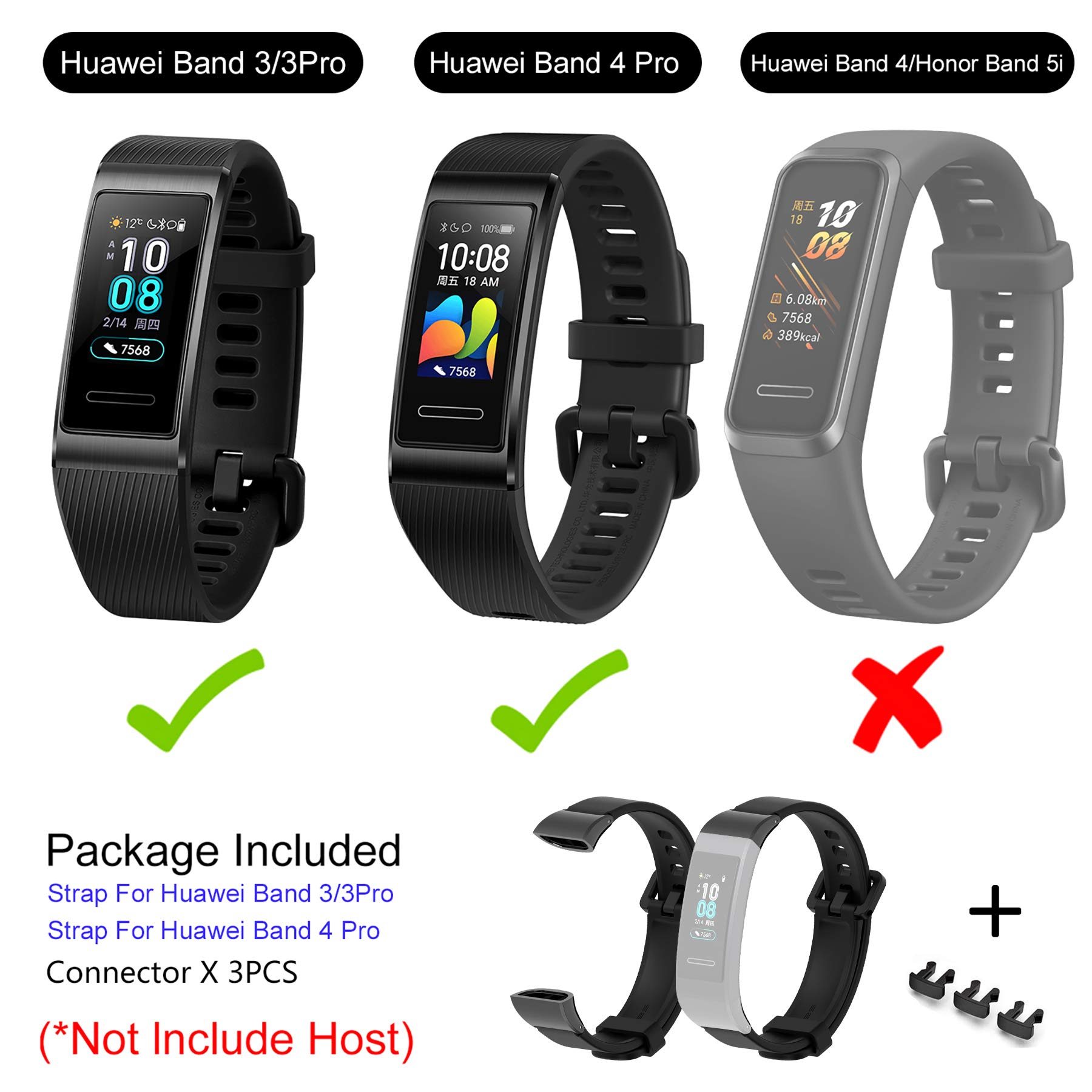 Cinturino Di Ricambio Morbido In Silicone Per Huawei Band 3 Pro E Band 4 Pro | Larghezza 1,65 Cm | 10 Colori Disponibili