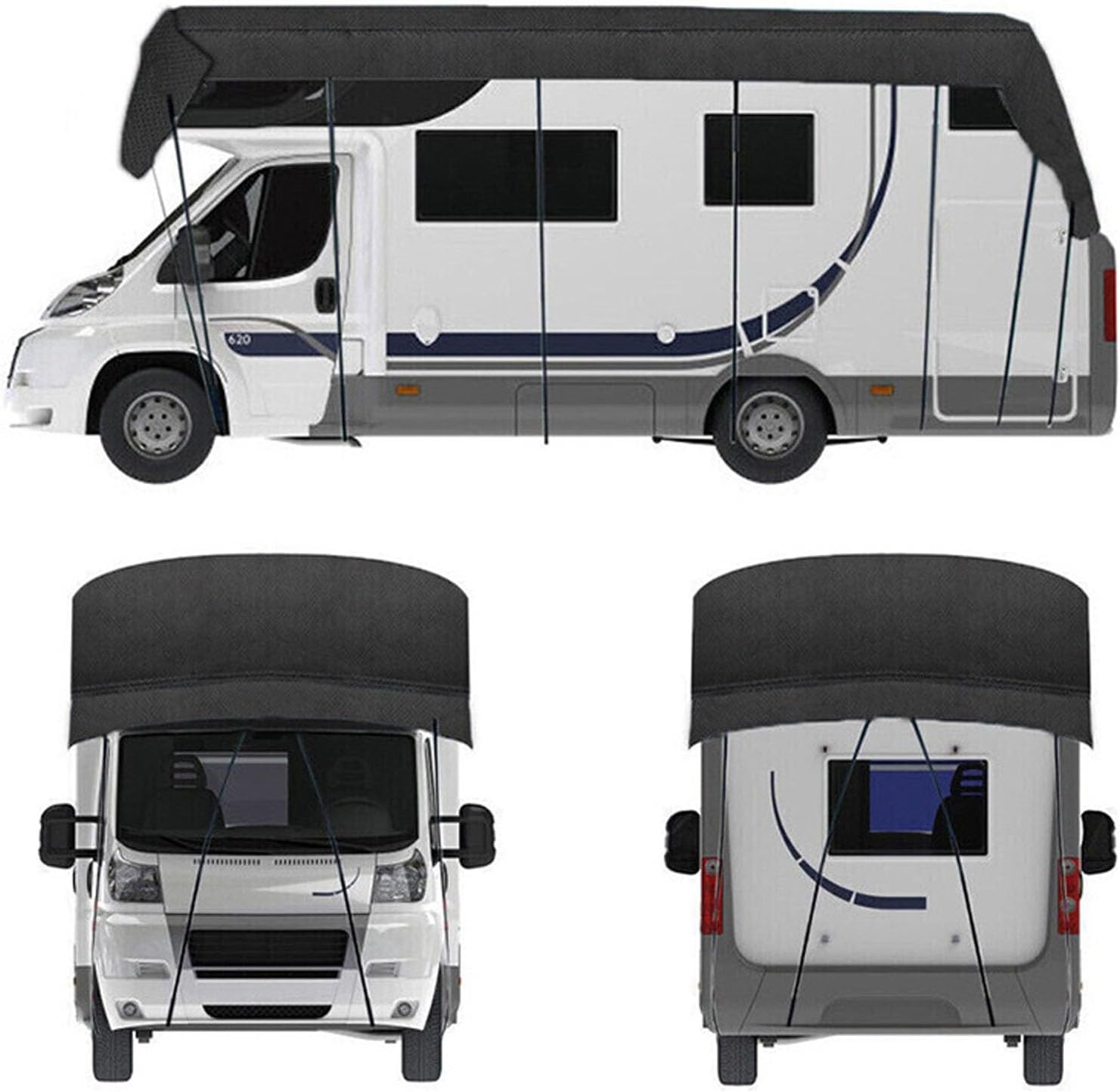 Heavy Duty RV Roof Cover, Rv Skirting for Winter, Waterproof & UV Resistant for RVs, Class A/B/C Motorhomes, Popup & Truck Campers, Fits 24-27ft RVs, Camper & Travel Trailers (Black, 34ft*10ft)