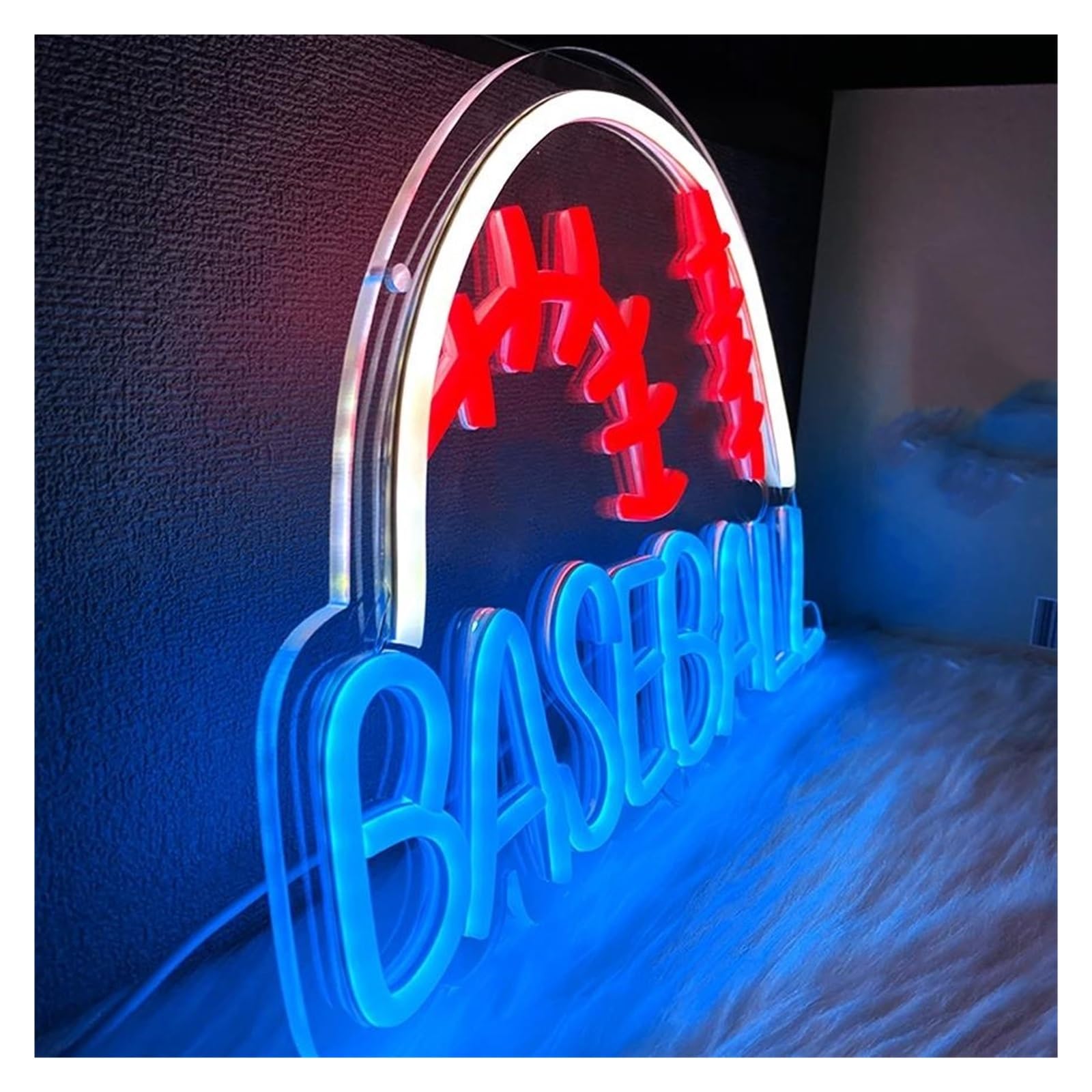 Luces de neón Letrero De Neón Baseball Con Luz Deportiva, Alimentación Por USB, Ideal Para Gimnasios, Negocios, Dormitorios, Decoración De Pared 33.5cmx25.4cm