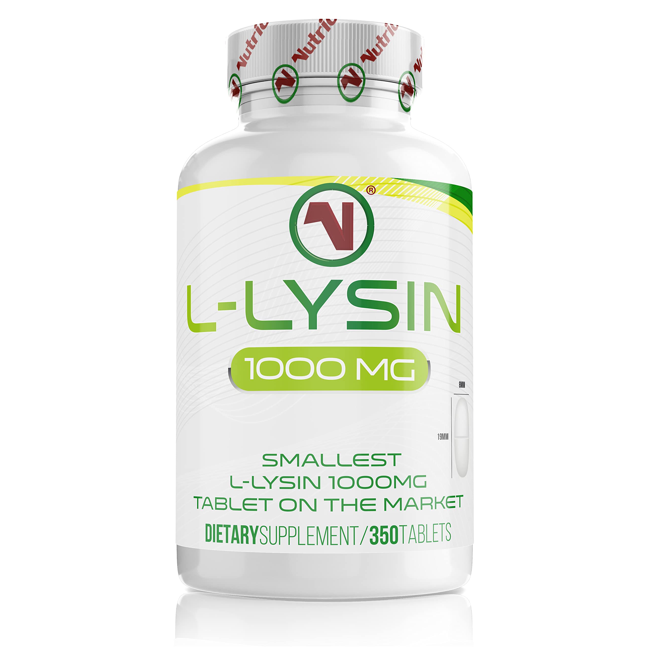 L-Lysine x 350 1000mg Tablets | Smallest 19mm Formula | Easier to Swallow and Quicker to Absorb - Suitable for Vegetarian and Vegan. (350)