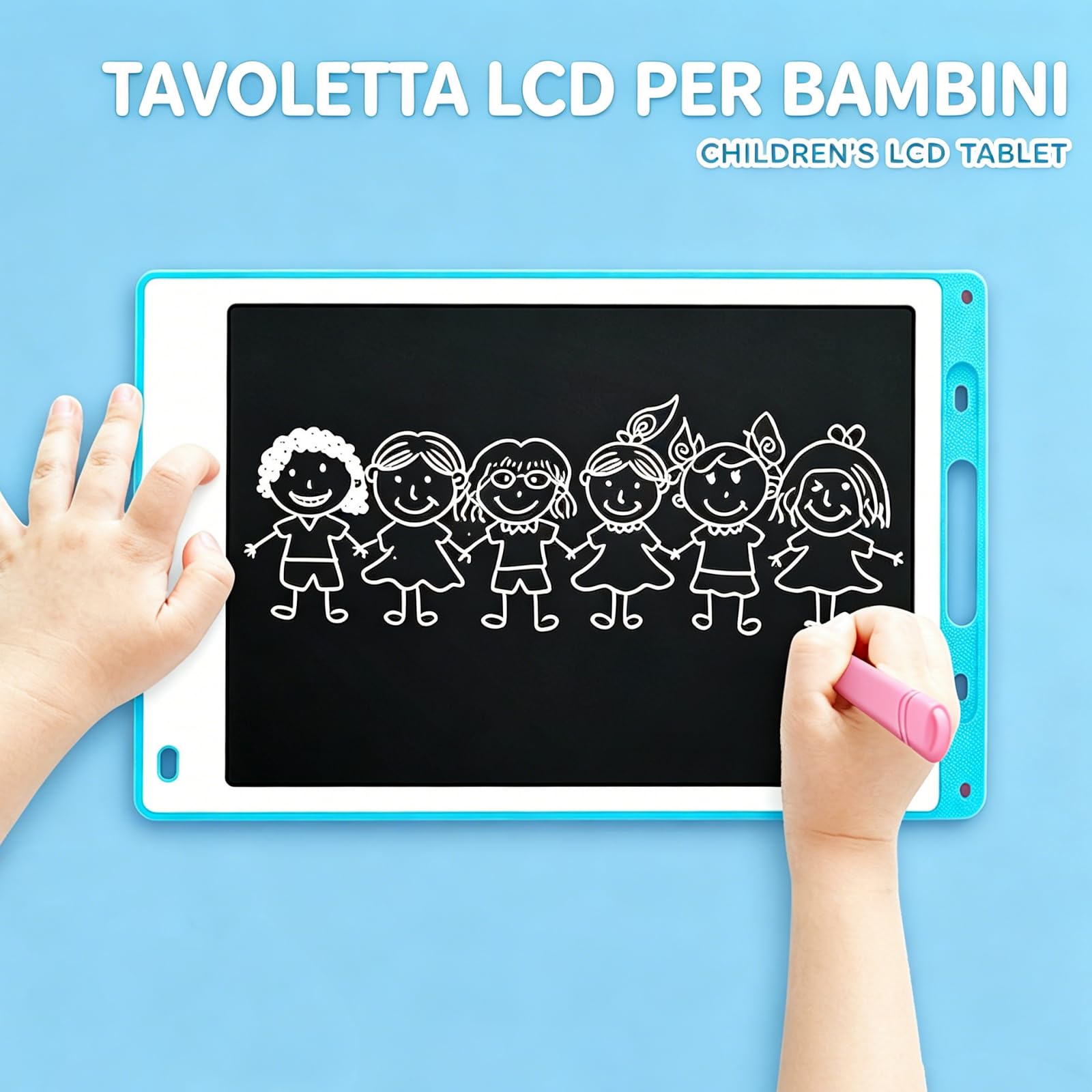 Tablette graphique LCD 10" bleue imperméable antichoc avec stylo intégré pour dessin et notes