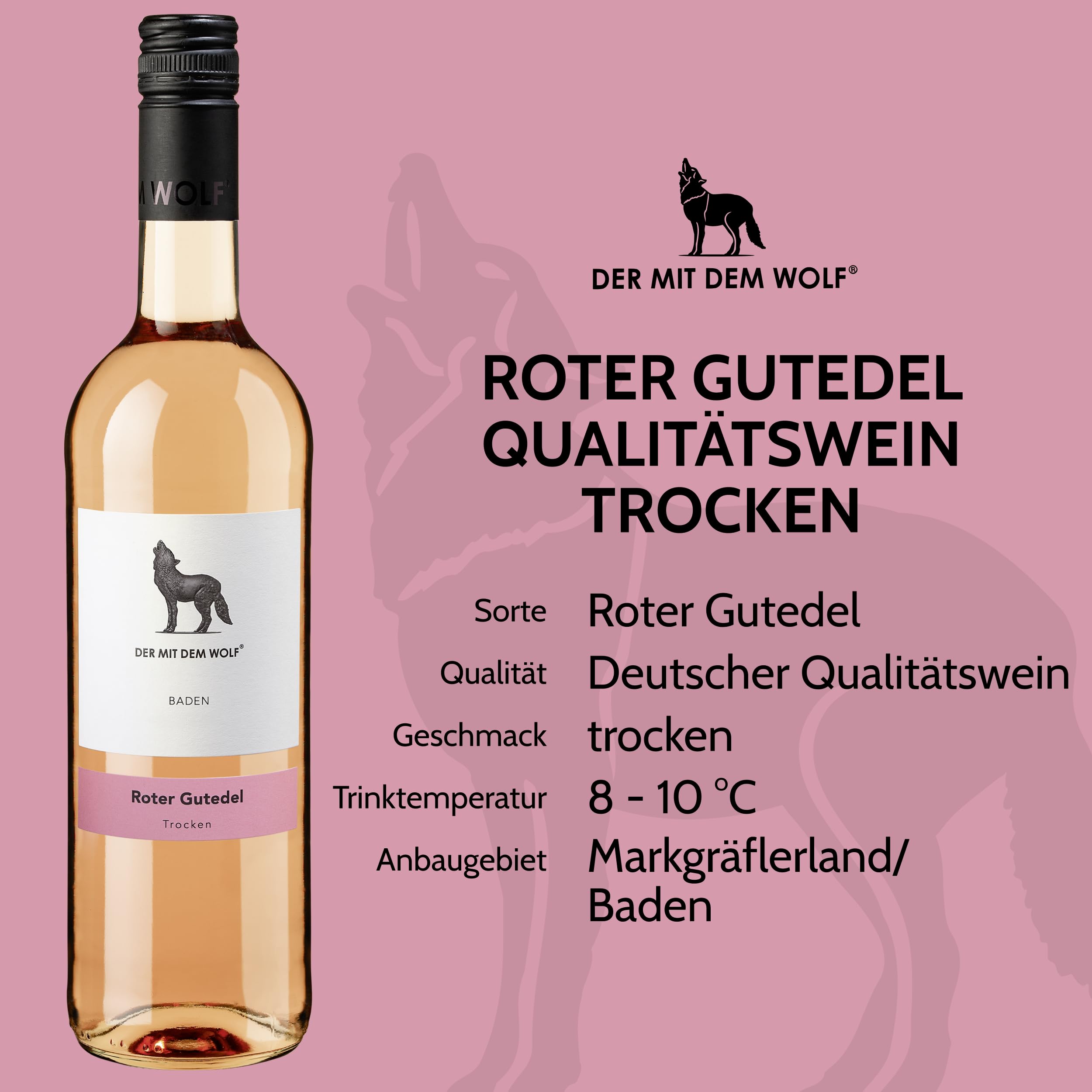 Wolfenweiler Gutedel-Weinpaket - 6er Probierpaket mit Weißwein & Rosé trocken & halbtrocken - Gutedel vom Batzenberg, Baden (6 x 0,75l)