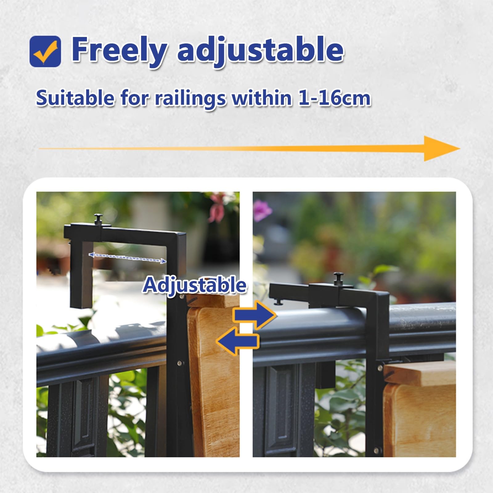Table de Balcon Suspendue Pliable,Barre de Balcon Pliable pour Jardin,5 Niveaux réglables,Table de Jardin extérieure,Économisez de l'espace, Extension du Compte(L60*w38cm/L23.6*W15IN)