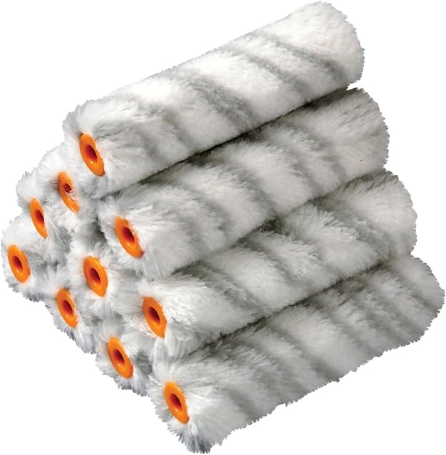 Stanley Tools STASTRMGR10 STRMGR10 Medium Pile Silver Stripe Sleeve 100mm (4in) 10 Pack, 230 x 44mm, 230 x 38mm