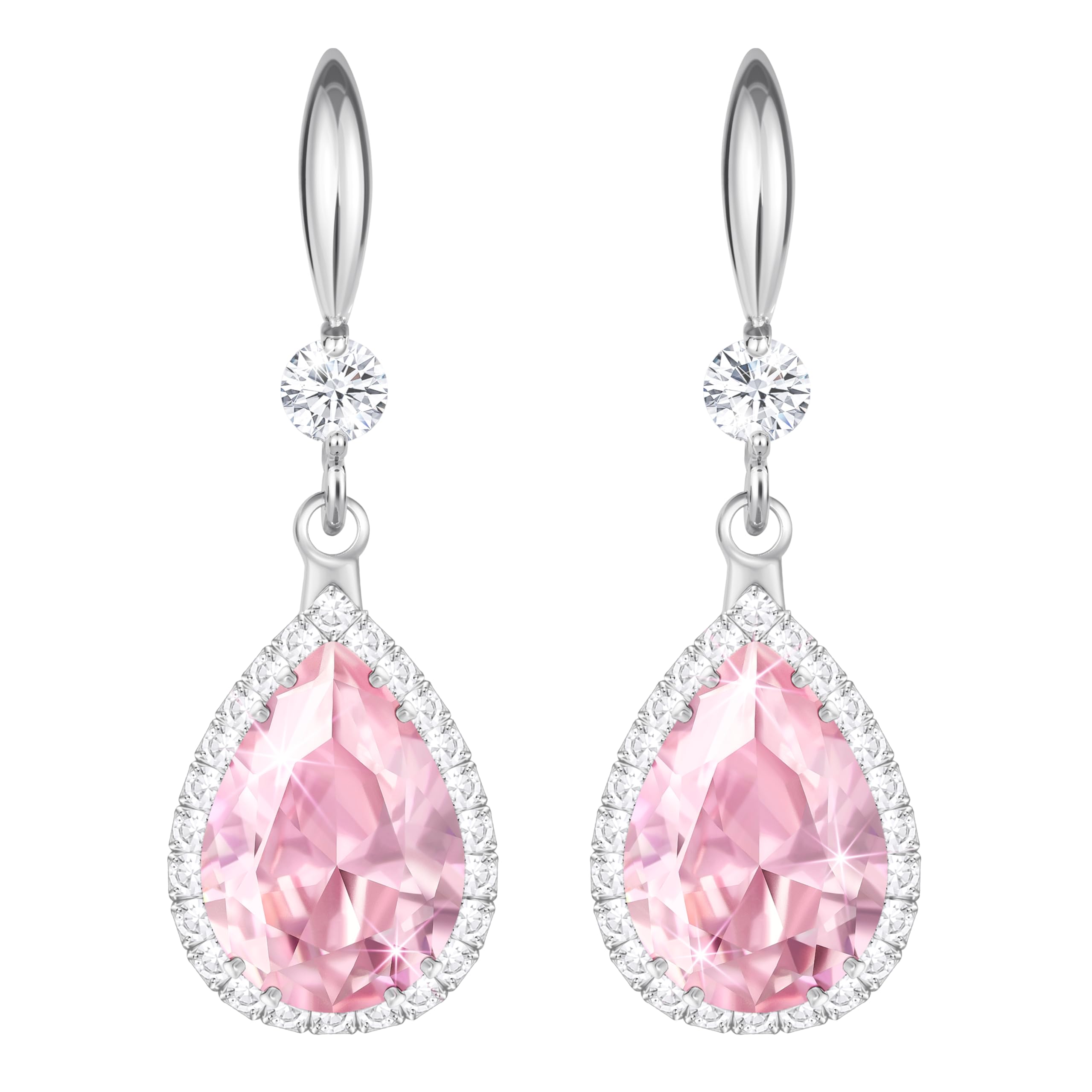 Linawe Orecchini pendenti da donna, orecchini pendenti, in argento dorato, gioielli in oro rosa, orecchini in cristallo con diamanti, gioielli a goccia per matrimoni