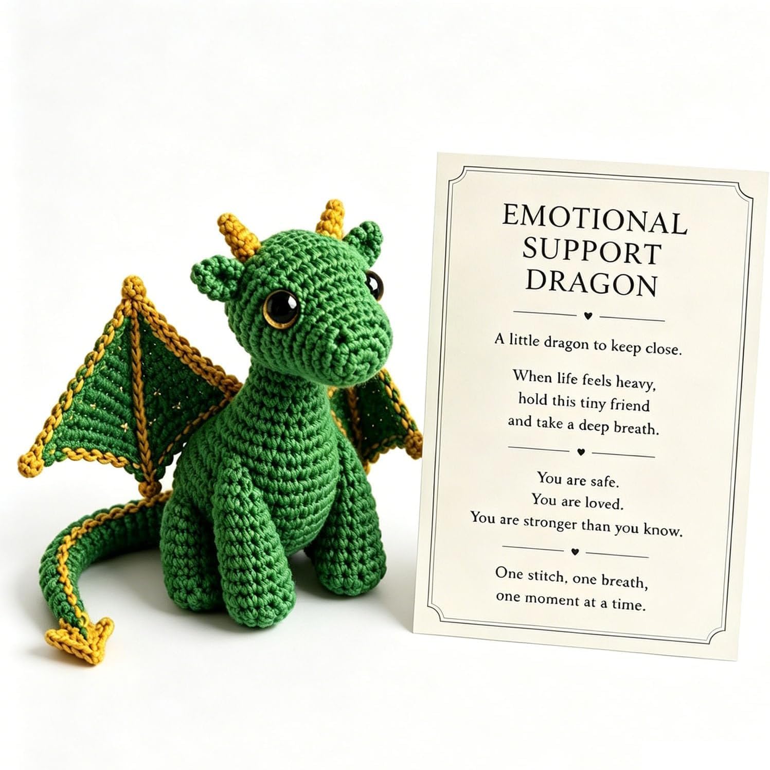 zoocco Emotional Support Dragon Plush Toy Soft Mini Pocket Buddy Gift (Green)