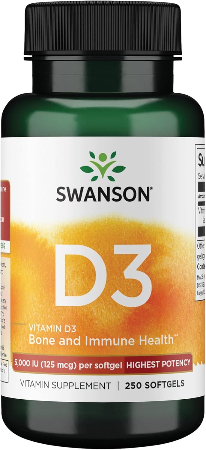 Swanson Vitamin D3 – Vitamin Supplement Promoting Bone Health & Immune System Support – Natural Support for Calcium Distribution & Absorption – (250 Softgels) Swanson Vitamin D3 – Vitamin Supplement Promoting Bone Health & Immune System Support – Natural Support for Calcium Distribution & Absorption – (250 Softgels)