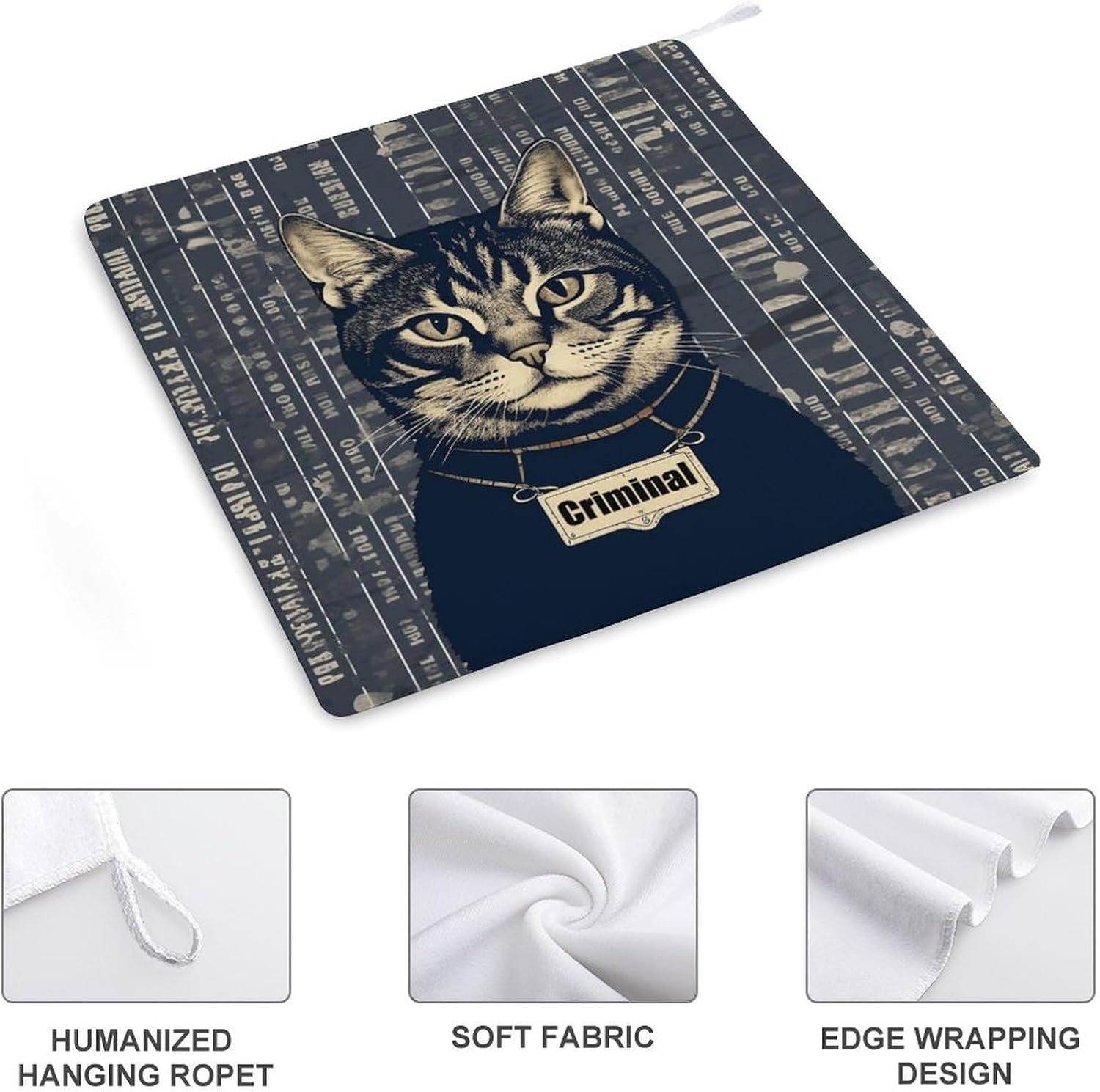 1PCS Kitchen Towels Set Super Absorbent Dish Towels 12 X 12 Inches Multipurpose Dishcloth Criminal Cat Pictures Hand Towel Microfiber Cleaning Cloth for Cooktop Dishes Sinks Dishcloths image 3