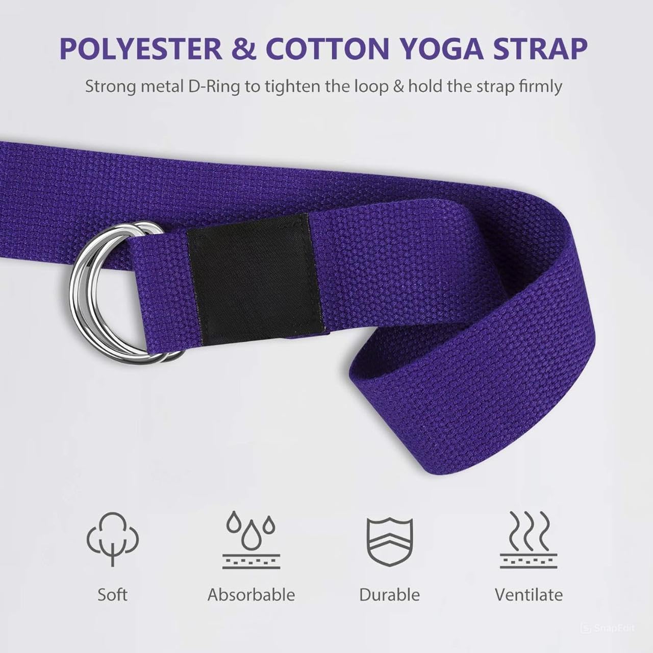 NETXE Yoga Block and Yoga Strap Set, High Density Foam Soft Non-Slip Yoga Blocks With 6FT Metal D-Ring And a beautiful logo that resembles yoga. 4