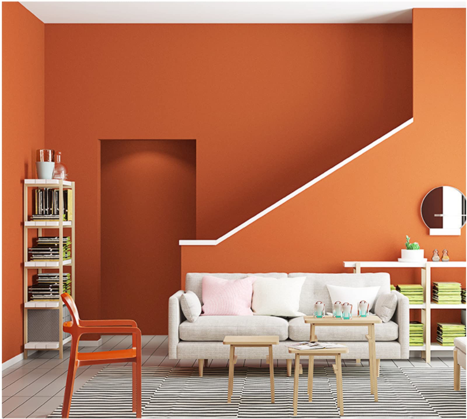 Papier Peint intissé Orange foncé 0,53 m x 9,5 m 3D Moderne Minimaliste Couleur Unie pour Salon, Chambre à Coucher, arrière-Plan TV