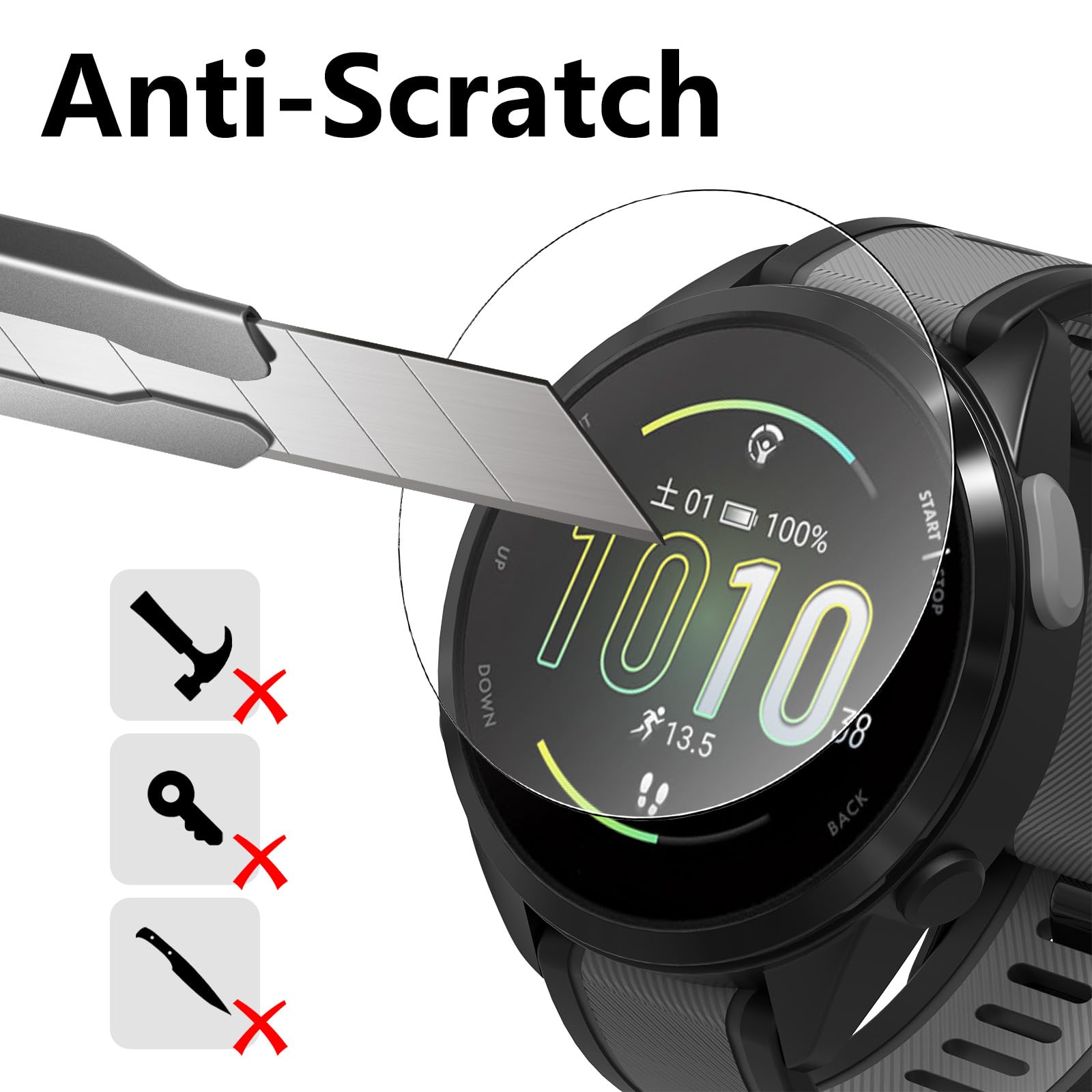 6 Pièces Protection d'écran Compatible avec Garmin Forerunner 165/165 Music, 3D Couverture Complète Film de Protection, HD Clear, sans Bulle, Anti-Rayures