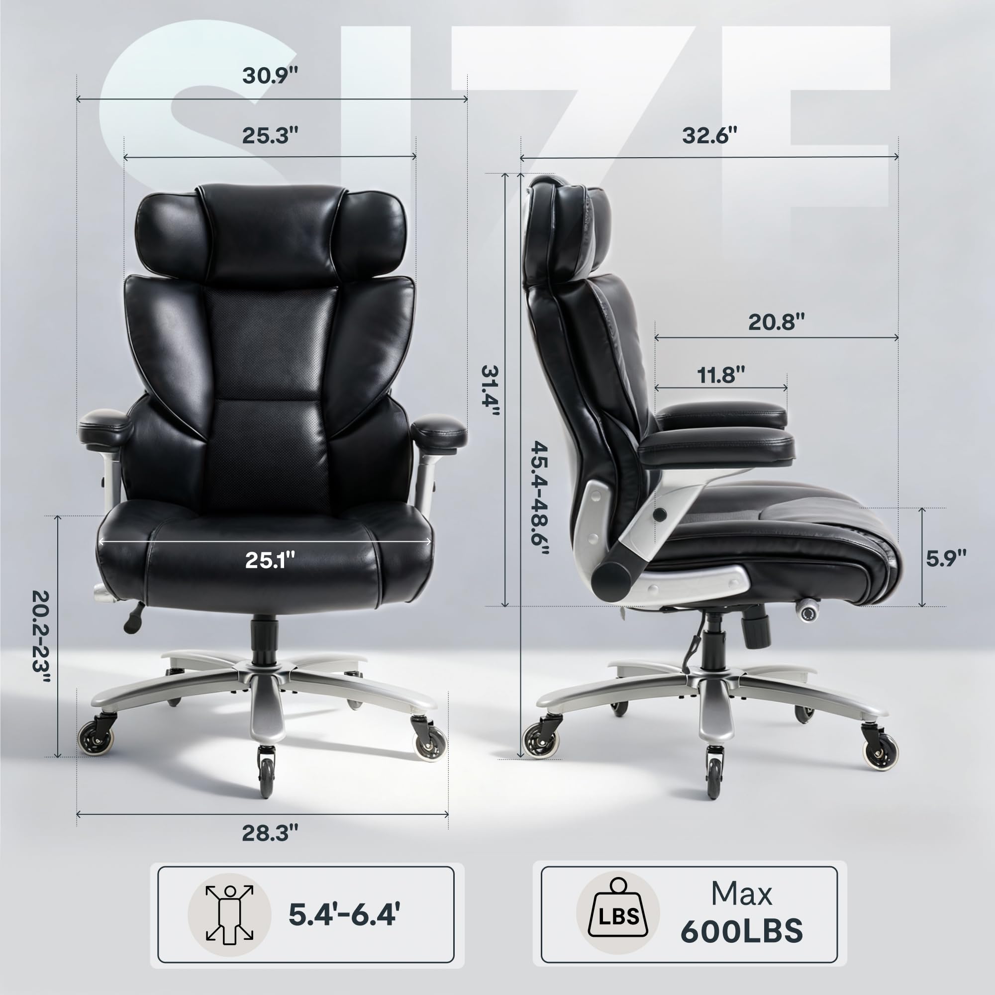 FLEXISPOT 600lbs Big and Tall Office Chair for Heavy People Heavy Duty Computer Desk Chair with Dynamic Lumbar — view 2