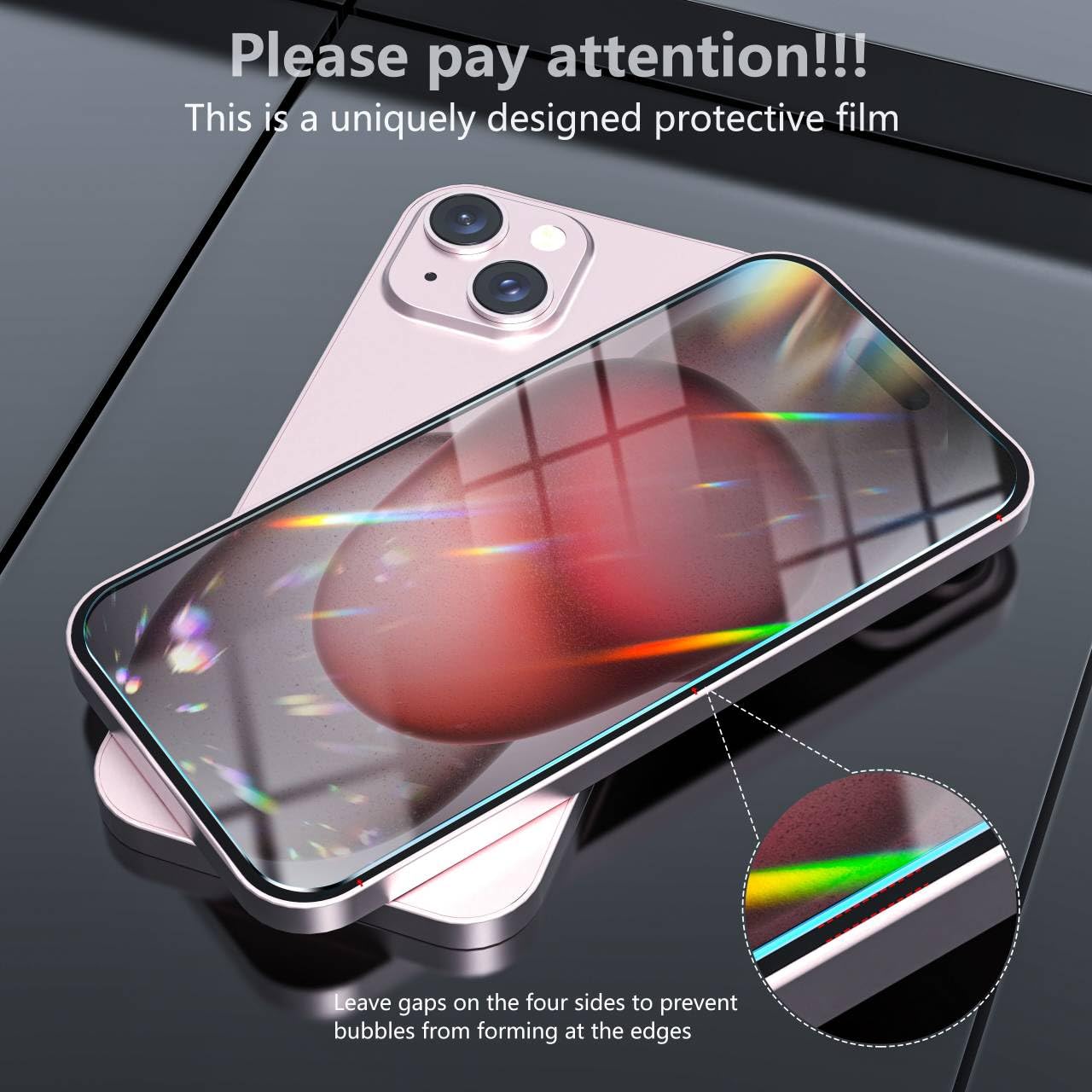 YIRSUR Glitter Clear Case Compatible with iPhone 15 with 2 Pack Screen Protector with 2 Pack Camera Lens Protector - Image 2
