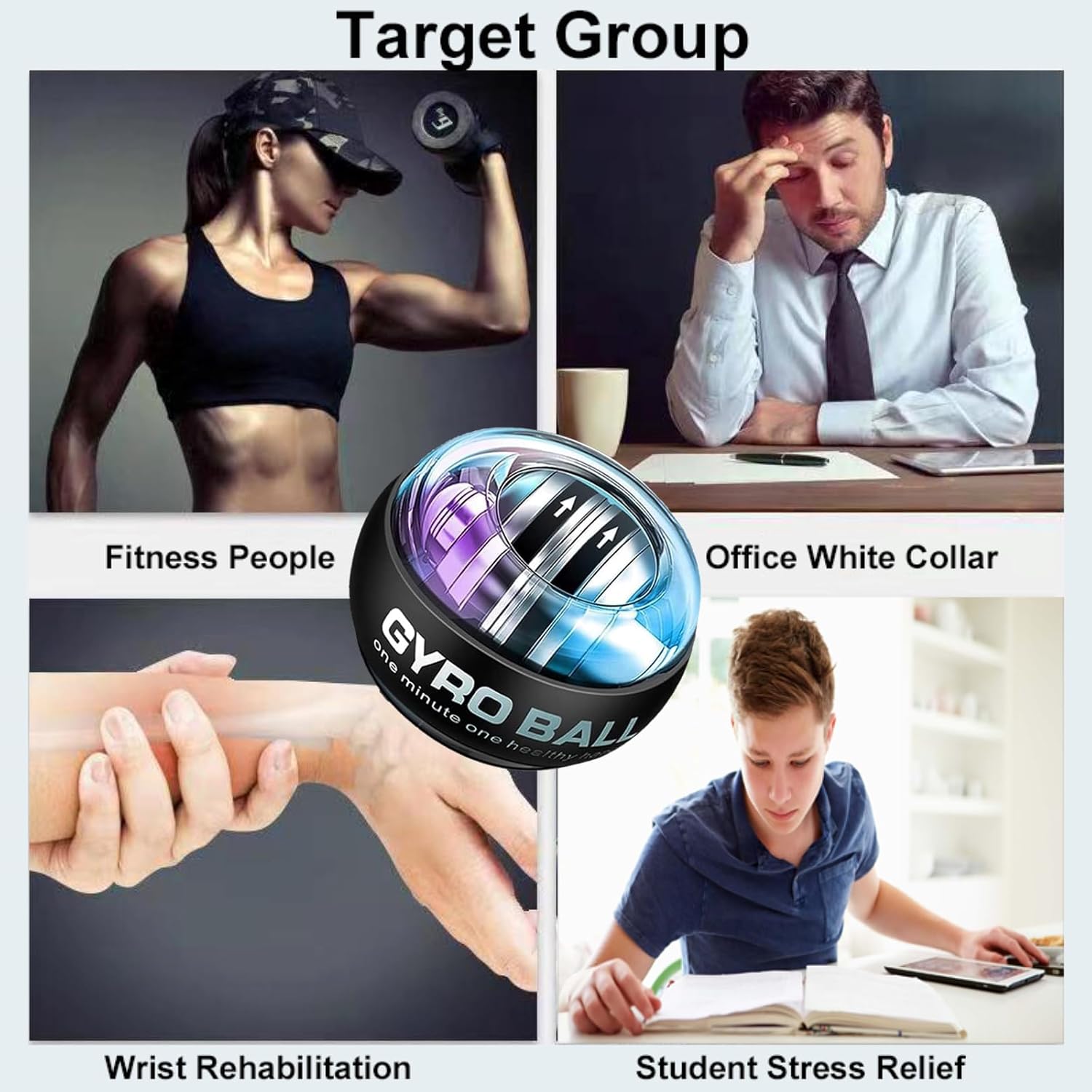 2026 New Wrist Ball Exerciser, Curaball Torque Ball with LED Lights and Portable Case, 6-Level Color-Shifting, PowerBall for Stronger Arms, Wrists and Fingers