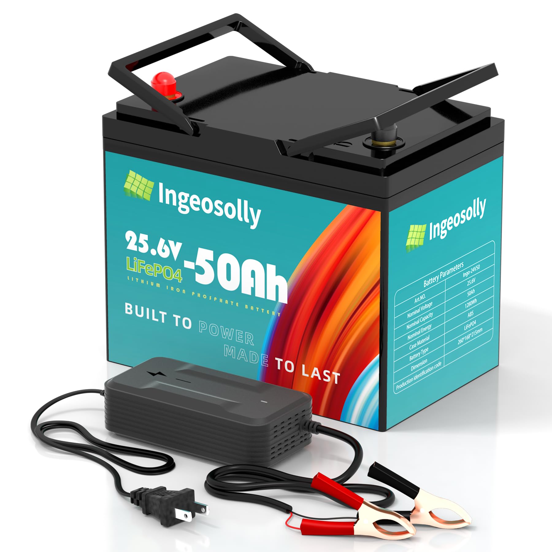 24V 50Ah LiFePO4 Lithium Battery, 8000+ Deep Cycle 24v Trolling Motor Battery 10-Year Lifespan, Upgraded BMS, Max. 1280Wh Energy LiFePO4 Batteries in Small Size for RV, Solar, Marine, Off-Grid