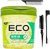 Styler Gel & Edge Control Bundle with 3PCS Slick Back Brush Set | Eco Gel for Curly Hair, Braids, and Perfect Curl Styles | Styling Gel for Women & Men