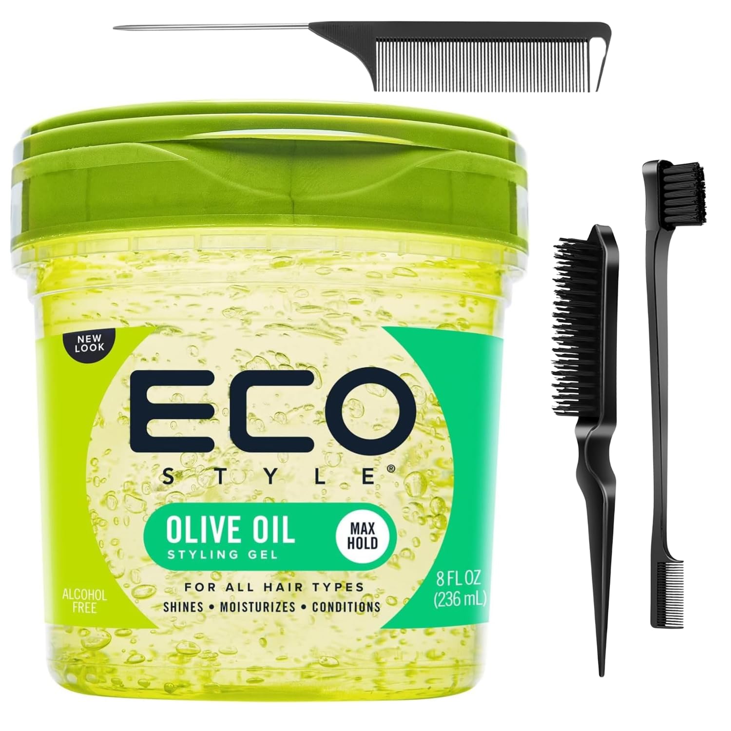 IVDZ Styler Gel & Edge Control Bundle with 3PCS Slick Back Brush Set, Clear, 59 ml (Pack of 4)