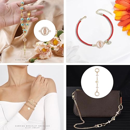 Miniatura 5 de 36 piezas de rosario centro religioso Jesús María Benedicto Medalla de diamantes de imitación Enlaces Conector Dije Esmalte Aleación Doble Bucles