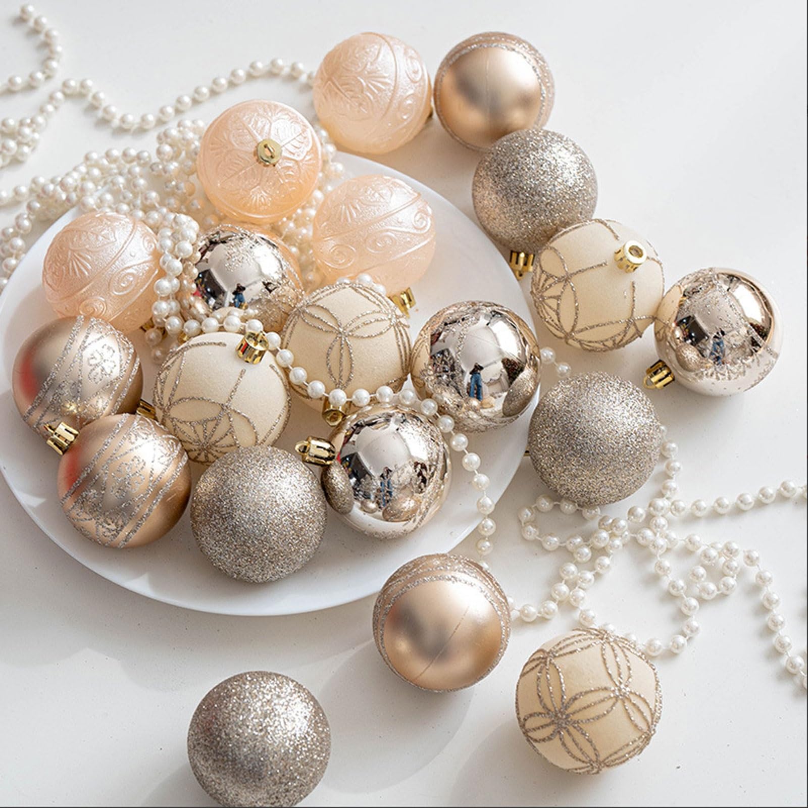 Palline di Natale, 20 palline di Natale decorative da 60 mm/2,36'' in plastica infrangibile appendere for decorazioni for l'albero(Champagne)