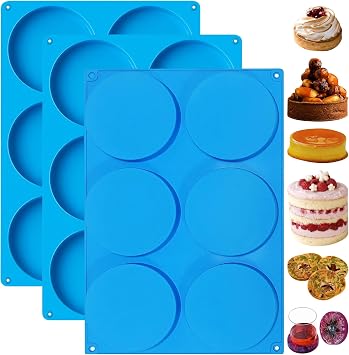 Sidosir Round Silicone Mold for Baking, 4inch Large Breakfast Sandwiches Mold Silicone for Whoopie Pie, Non-Stick Hamburger Buns Muffin Top Pan Molds for Egg Pan, Resin Coaster