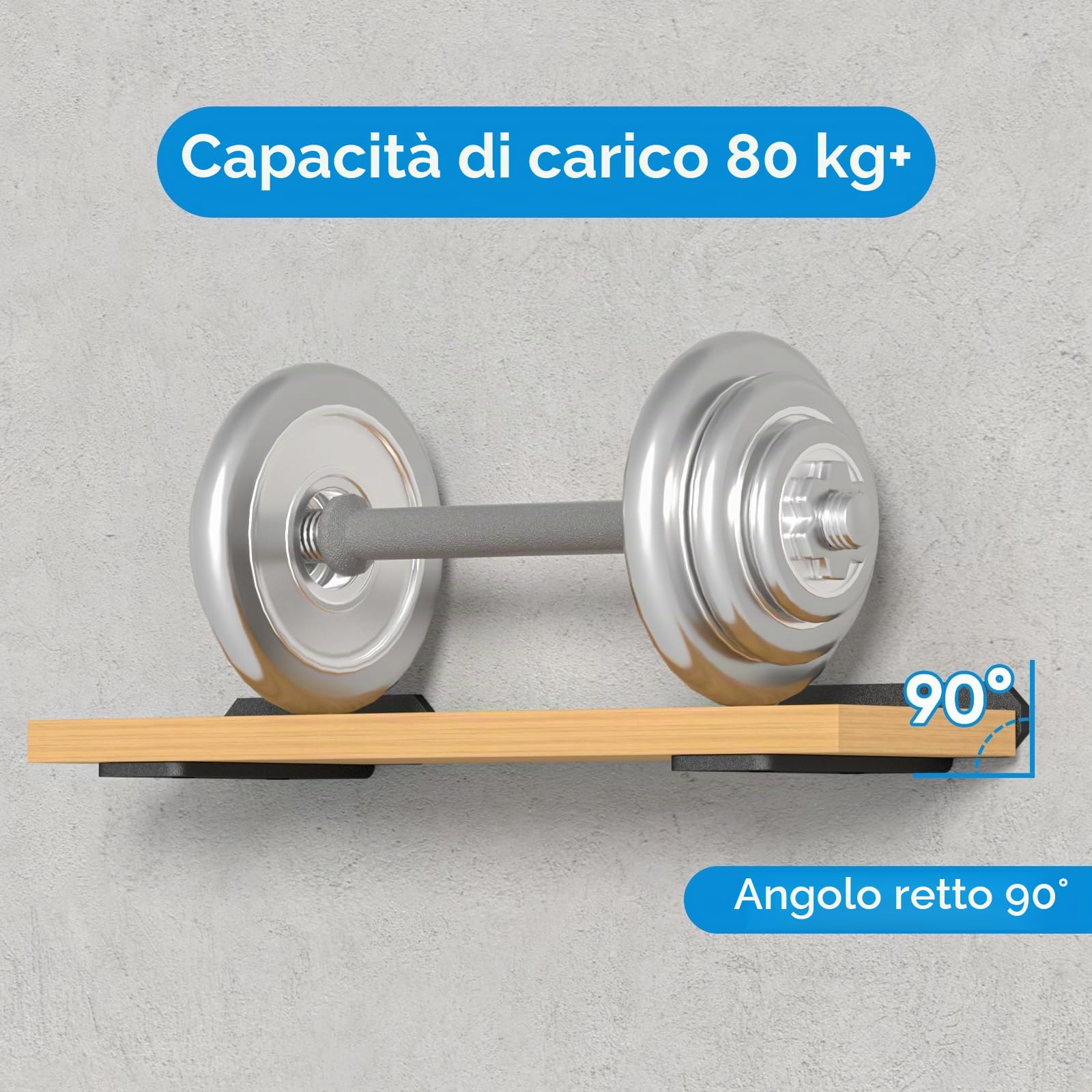 Staffe per Mensole Pesanti 80kg Reggimensola a Scomparsa, Supporto Metallo Nero 3,8cm per Mensola 25-30cm, Staffe Angolari Invisibili, Reggimensola Carichi Pesanti