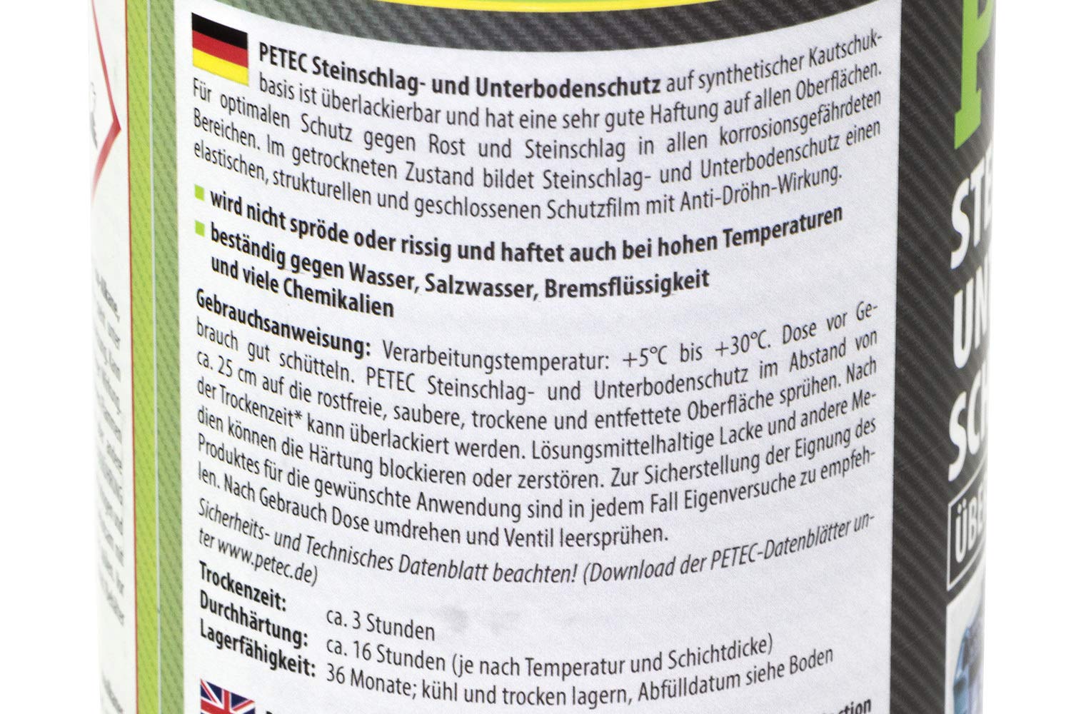 5x PETEC 500 ml Steinschlag & Unterbodenschutz Spray Schwarz überlackierbar