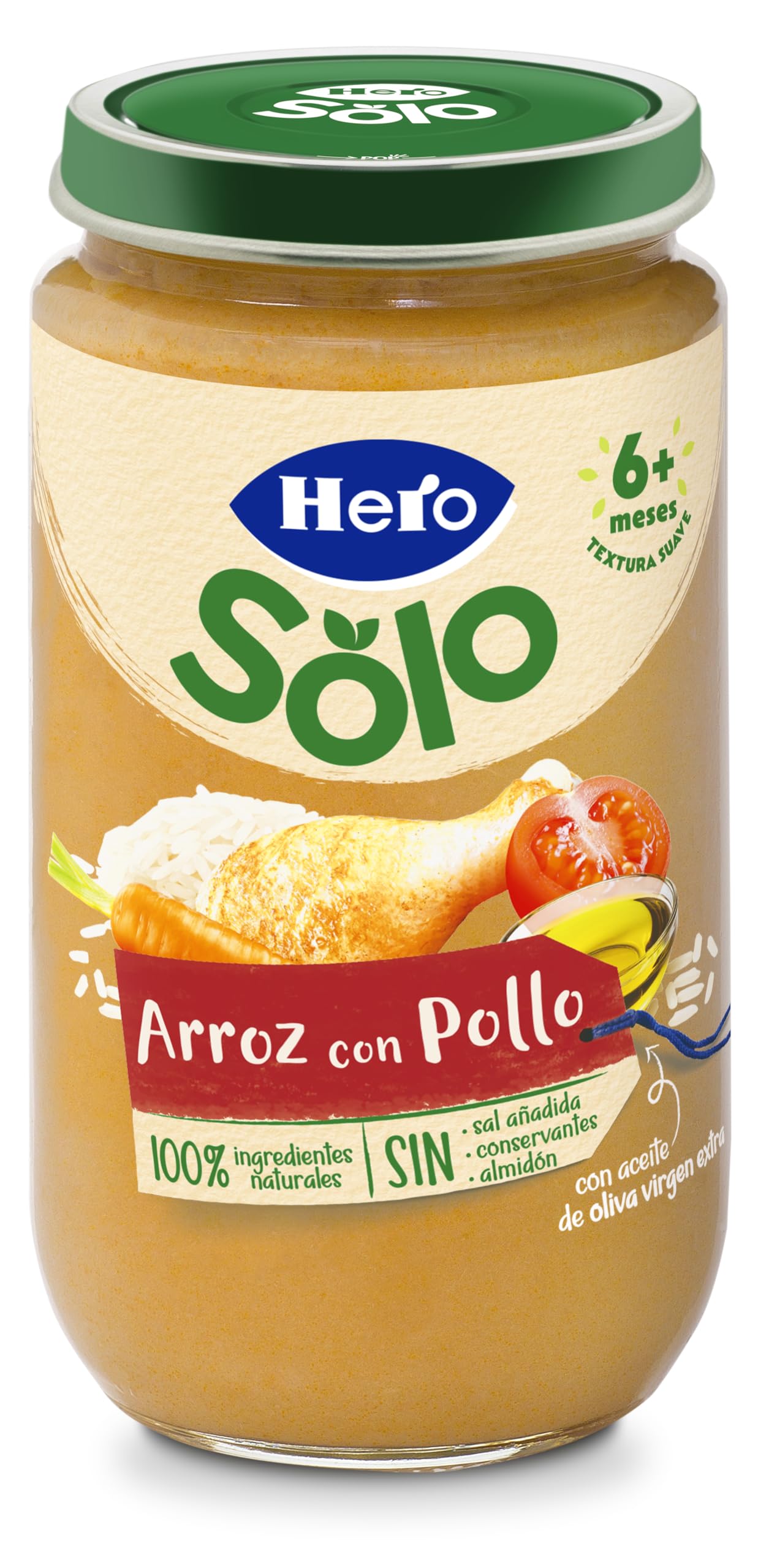 Hero Baby Tarrito Infantil Arroz y Pollo 235g 12 Pack Sin Aceite de Palma Sin Sal Añadida para Bebés desde 6 meses