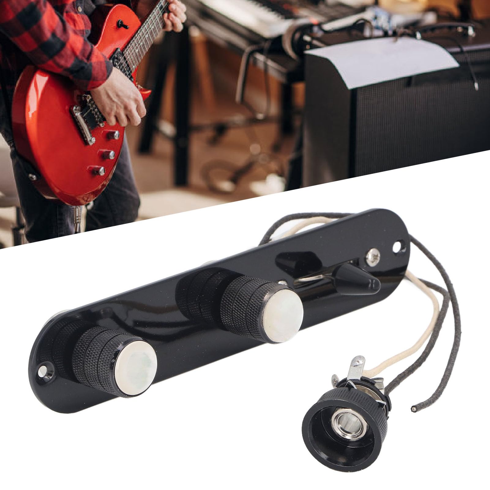 Piastra di Controllo per Chitarra Elettrica, Piastra di Volume a 3 Vie con Imbracatura, Controllo del Volume e del Tono, per Musicisti e Amanti della Musica Rock, Blues, Pop