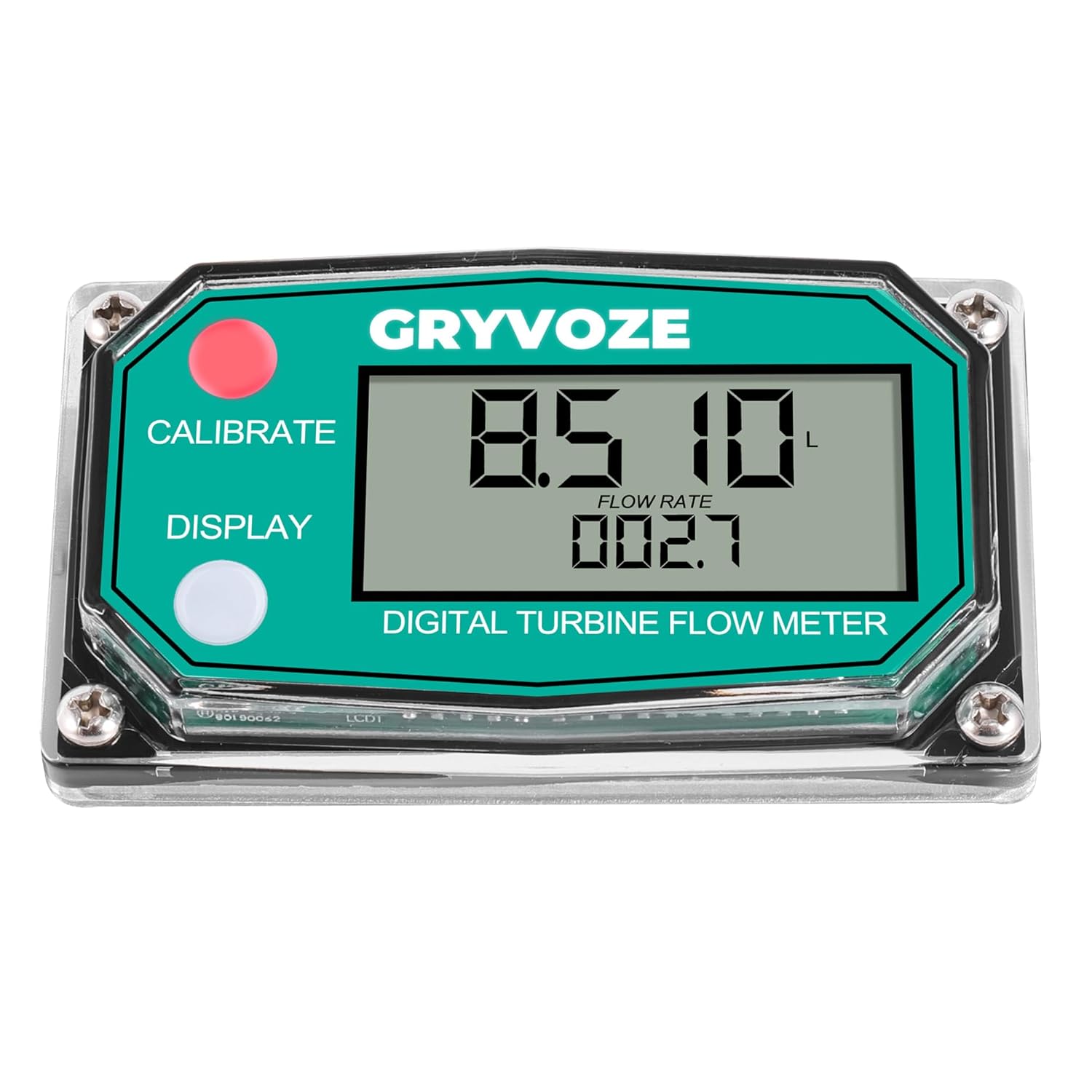 Replacement Panel for GRYVOZE Flow Meter, Compatible with Rectangular Digital Turbine Flow Meters (All Sizes), Supports Power-Saving Mode, Factory-Calibrated & Ready to Use.(Hall Panel)