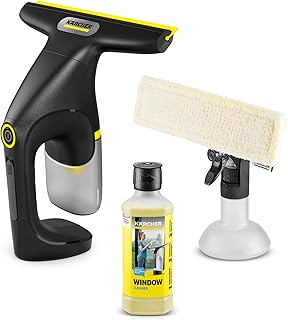 Kärcher limpiadora de cristales con batería WV 1 Compact Care Extra+ Black, autonomía: 25 min, depósito: 100 ml, peso: 0,5 kg, botella pulverizadora con paño de microfibra, 500 ml de limpiacristales