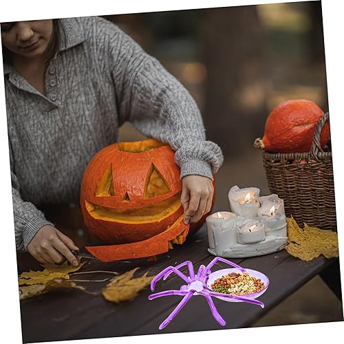 Miniatura 4 de Alipis Plato de araña, bandeja de servir en forma de araña de Halloween, plato de frutas de plástico, bandeja decorativa de postre para decoración