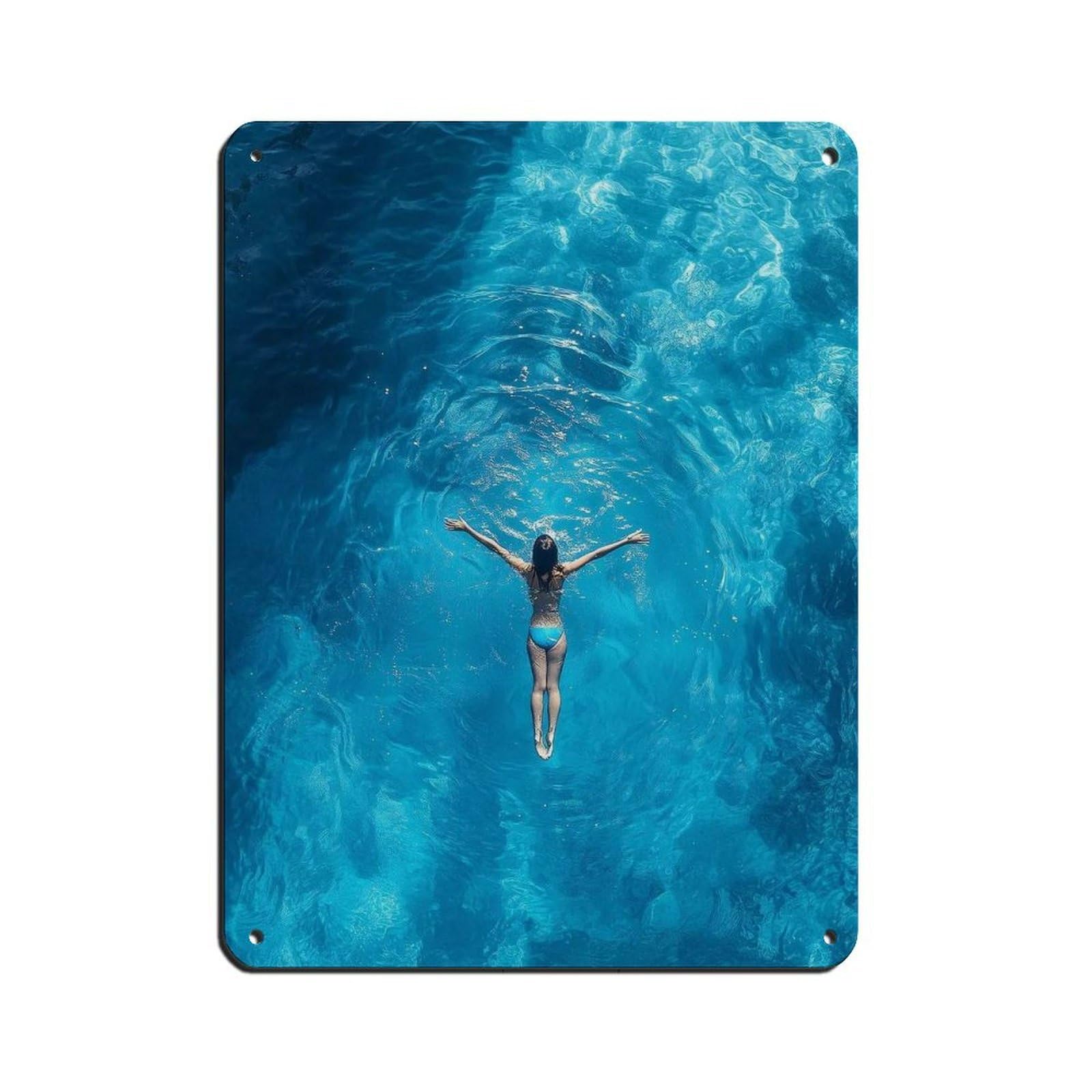 Poster rétro en métal Swimming Free : décoration murale durable contre l'humidité 30x40
