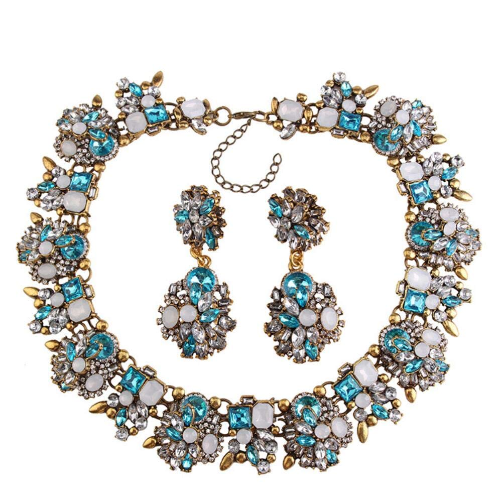 Crystal Necklace Set Ms, Gemstone Multilayer Clavicle Short Necklace Earrings, Party, Wedding And Other Events Women's Jewelry, Shourouk Style Knitted False Collar Women's Jewelry