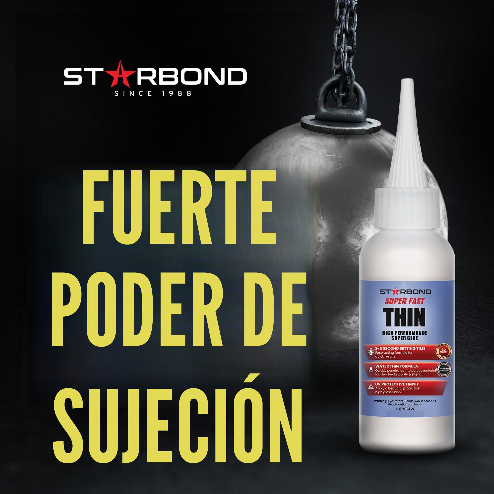 Starbond EM-02 Super Fast Thin - Adhesivo de cianoacrilato instantáneo prémium, pegamento instantáneo con una tapa adicional y micropuntas, 59 ml (para carpintería, tallado de bolígrafos, pasatiempos, estabilización, acabado, incrustación)