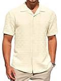 Mens Button Down Shirts Short Sleeve Casual Textured Shirt Summer Lightweight Stretchy Tops