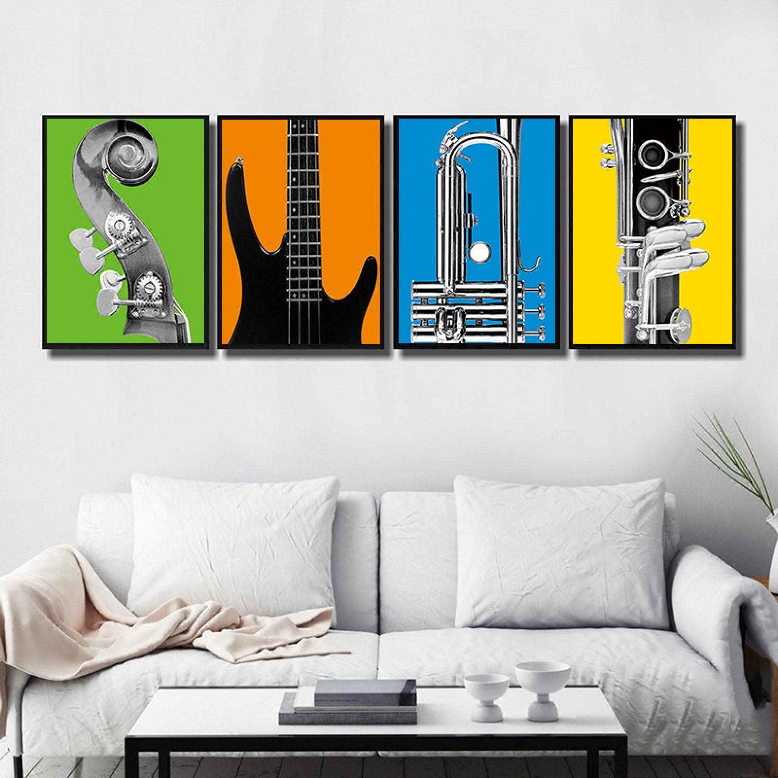 zdjęcia retro instrumenty muzyczne nordyckie plakaty i wydruki sztuka ścienna obraz na płótnie obrazy ścienne do salonu dekoracja 70 x 90 cm x 4 bez ramy