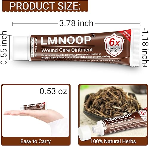 Miniatura 6 de LMNOOP Crema para el cuidado de heridas, ungüento curativo y reparador de la piel para infecciones, úlceras, cortes, raspaduras, quemaduras,