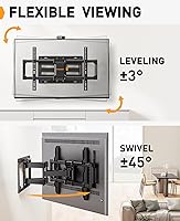 Vista 5 de Perlegear Soporte de pared para TV de movimiento completo, soporte de TV resistente para televisores planos/curvos de 42, 55, 65, 75, 85, 86