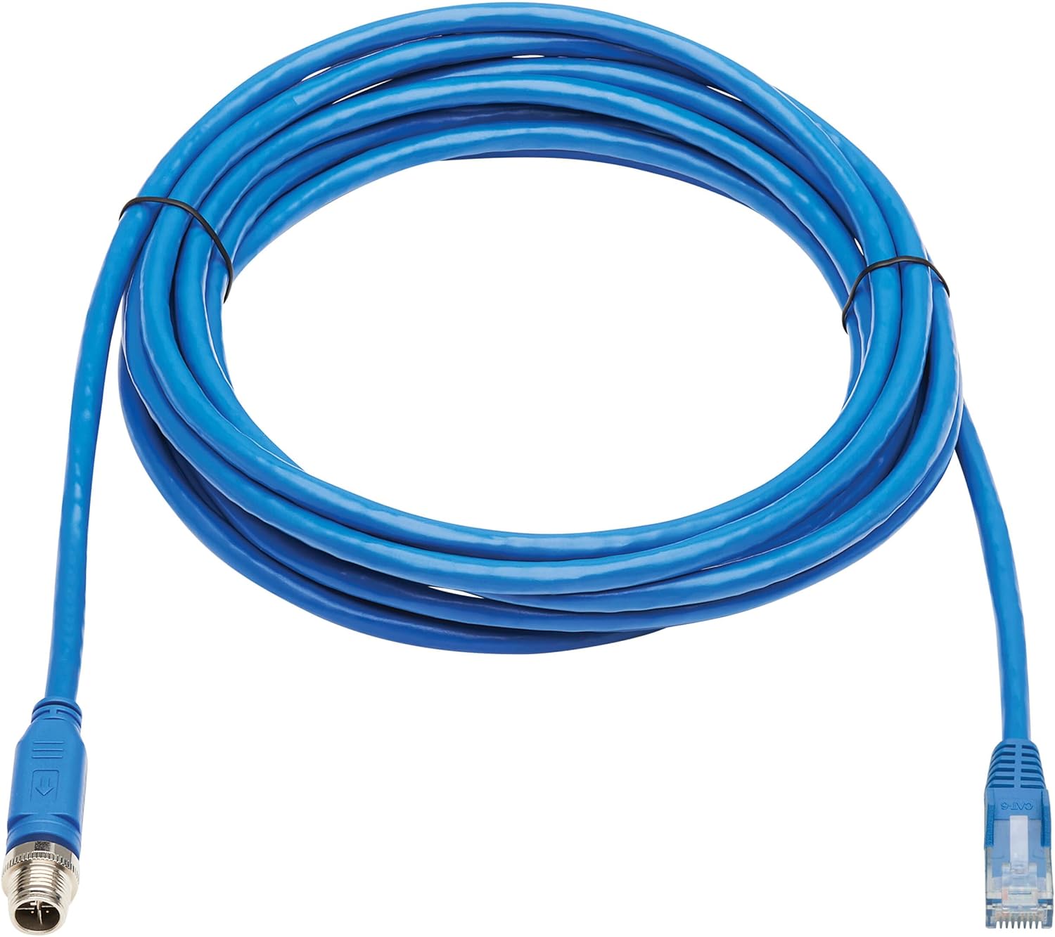Tripp Lite M12 X-Code Cat6 Ethernet Cable Blue (M/M), 1 Gbps, UTP, UL CMR-LP Certified for 60W PoE, Heavy-Duty IP68 Rating, 9.8 Feet / 3 Meters, (NM12-601-03M-BL)