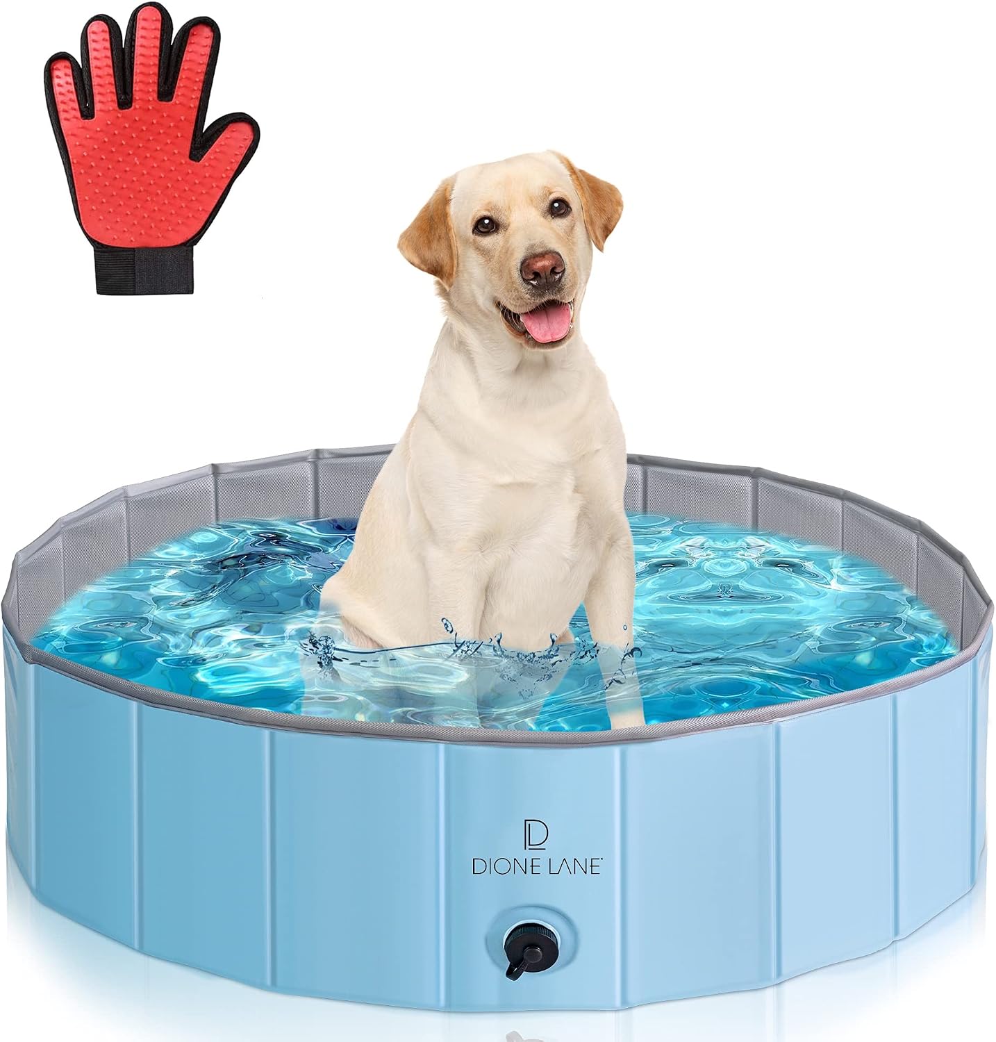 DIONE LANE Foldable Dog Pool - 30% Thicker - Hard Plastic Kiddie Pool for Dogs and Dog Swimming Pool - Plastic Pool for Dogs - Dog Ball Pit - Pet Pool - Dog Pools for Large Dogs 47In