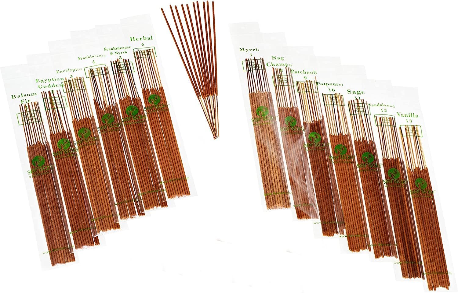 Hand-Dipped Incense Gift Set - 120 Stick Variety, 12 Scent Assortment - Plus Bonus Scent