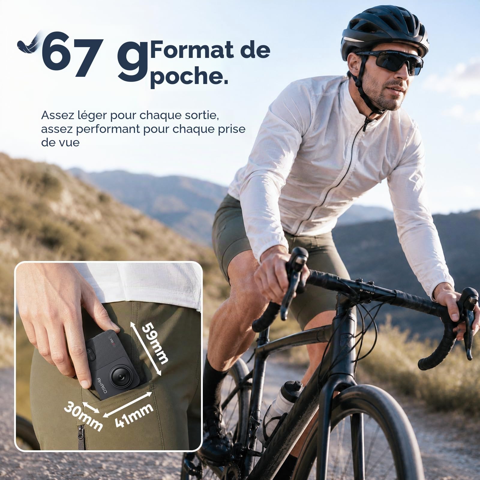 AKASO V50 X Caméra de Sport 4K 30FPS Ultra HD avec Carte 64 Go, Télécommande, Écran Tactile, Stabilisateur