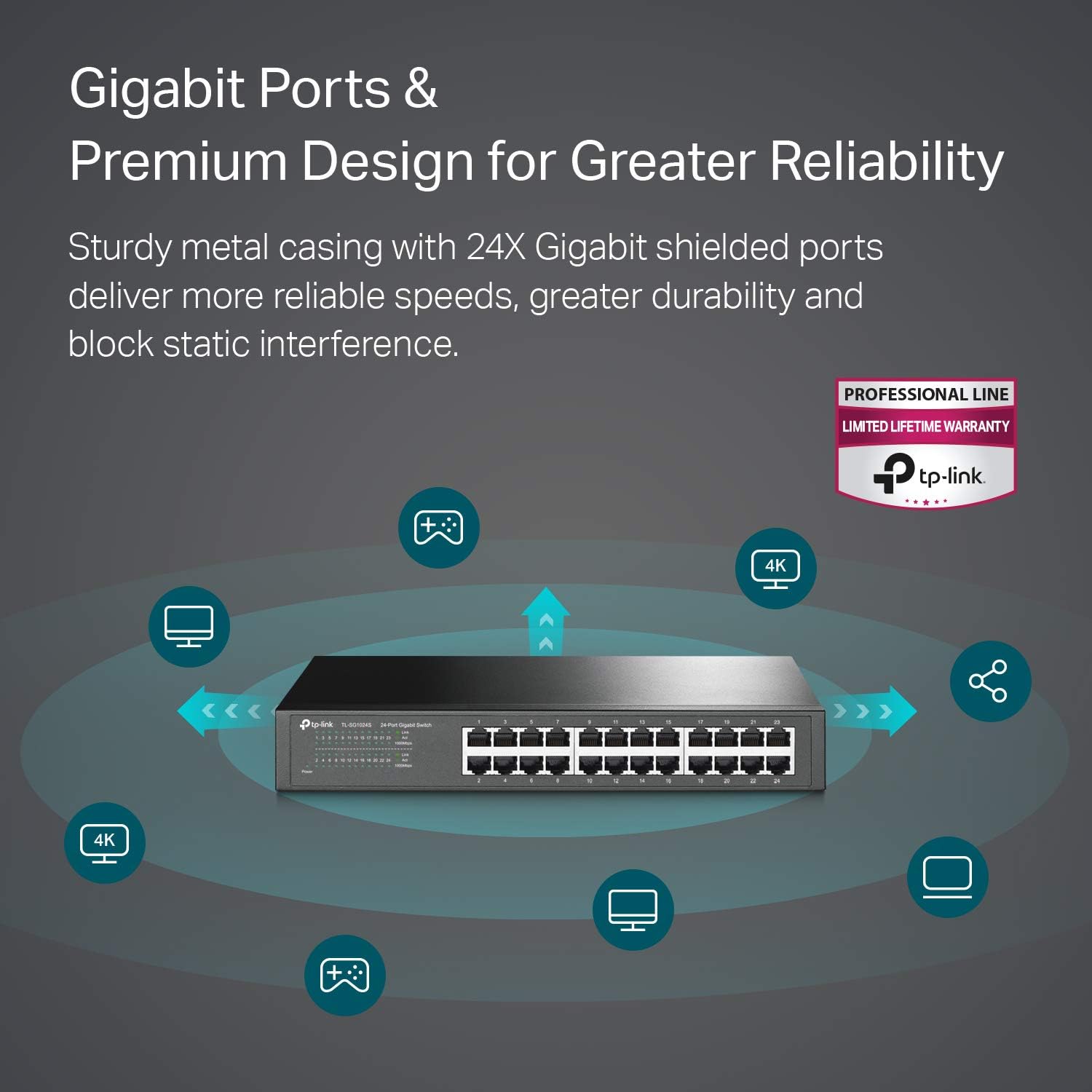 Blасk Frіdау - 50% оƒƒ TP-Link 24 Port Gigabit Ethernet Switch | Desktop/ Rackmount | Limited Lifetime Protection | Plug & Play | Shielded Ports | Sturdy Metal | Fanless Quiet | Traffic Optimization | Unmanaged (TL-SG1024S) 🛒 Flаѕh Sаlе TP-Link 24 Port Gigabit Ethernet Switch | Desktop/ Rackmount | Limited Lifetime Protection | Plug & Play | Shielded Ports | Sturdy Metal | Fanless Quiet | Traffic Optimization | Unmanaged (TL-SG1024S)
