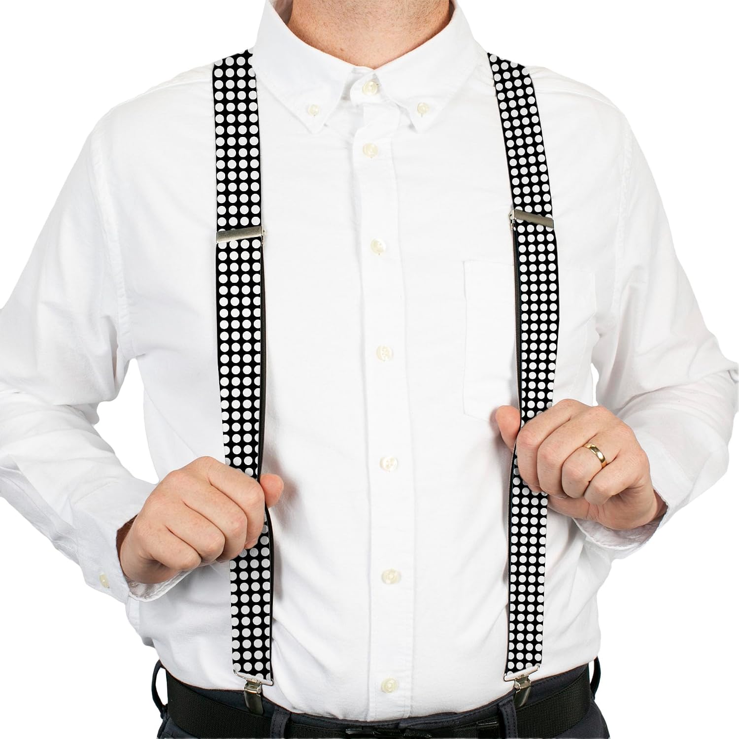 Buckle-Down Suspenders, Mini Polka Dots Black White