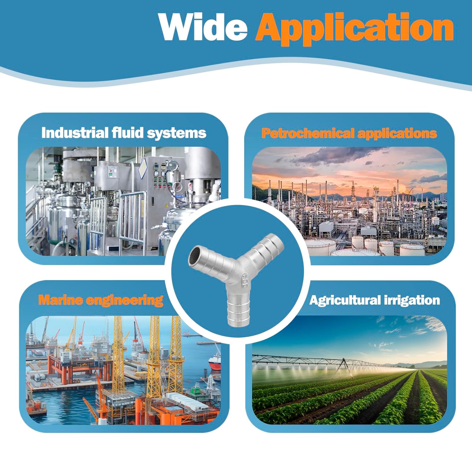 Metalwork 304 Stainless Steel 1" Hose Barb Y Barbed Fitting, 3 Way Wye Shape Union Splitter Adapter Connector (Pack of 2)