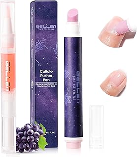 Gellen Ceramic Cuticle Oil Pusher Pen, 2Pcs Cuticle Remover Pen & Nourishing Cuticle Oil Pen for Hangnails & Dry & Damaged Nails, 2-in-1 Cuticle Care Set for Home and Salon Use