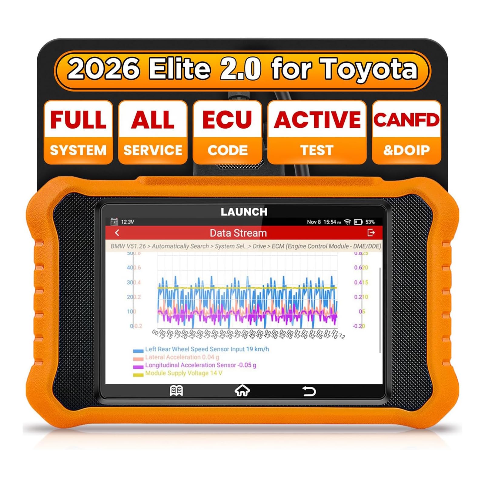2026 LAUNCH Creader Elite V2.0 fit for Toyota Lexus Bi-Directional Scan Tool, Full System OBD2 Scanner, All Reset Service Code Reader, AUTOVIN, ECU Code, Battery Registration, Lifetime Free Update