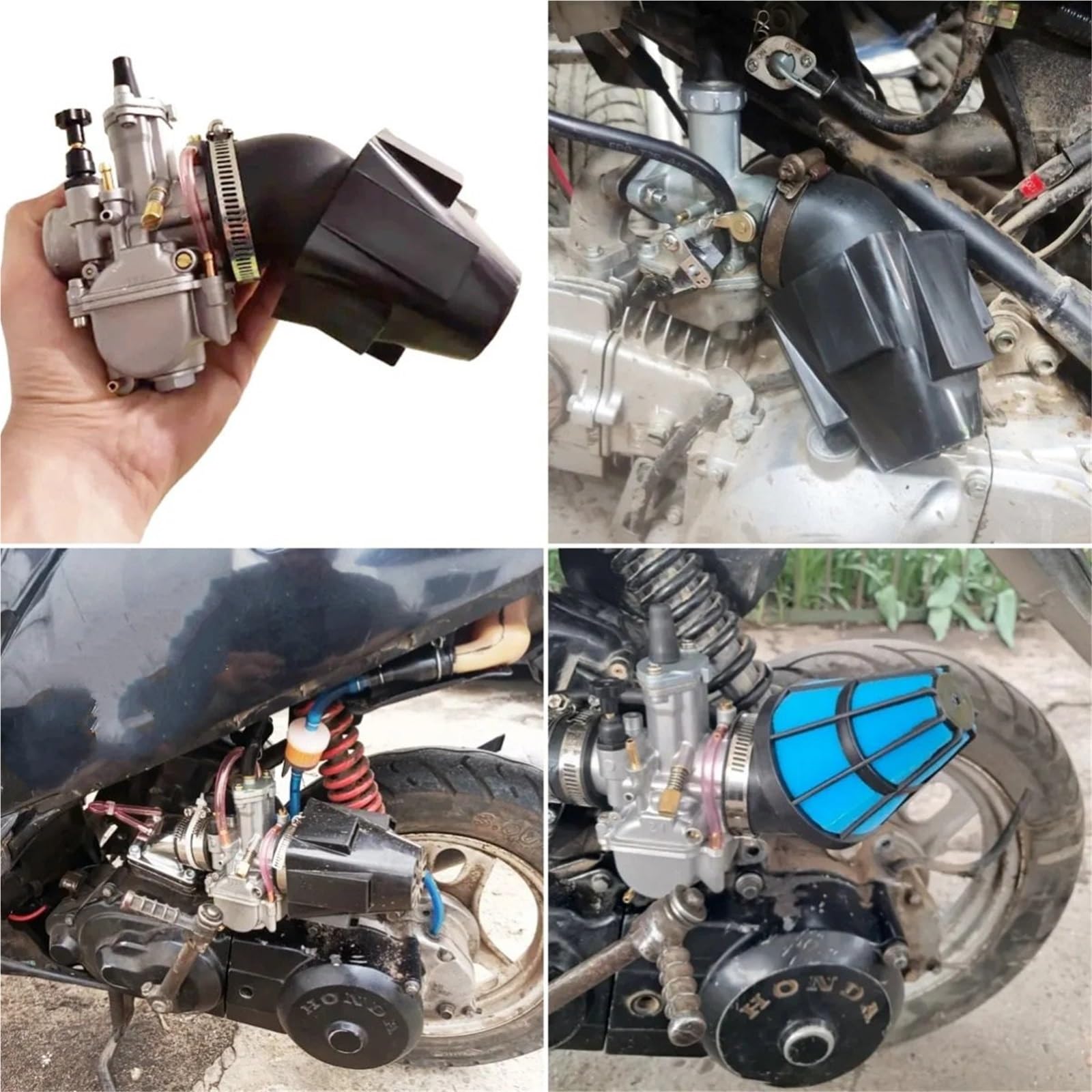 Filtro de aire para moto Filtro de aire espuma para motocicleta con carcasa impermeable, filtro limpiador esponja, accesorio para Scooter Pit Bike ATV(38MM-Bent)